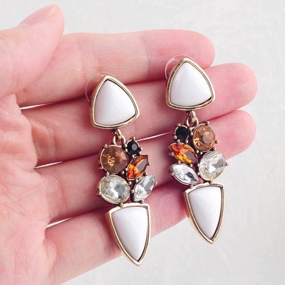 Vintage Gold Drop Earrings Crystal PendantEarrings - Picture 3 of 6